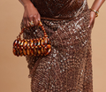 Faith handmade Caribbean brown stone-bead bag — ÉLEVÉ Handbags