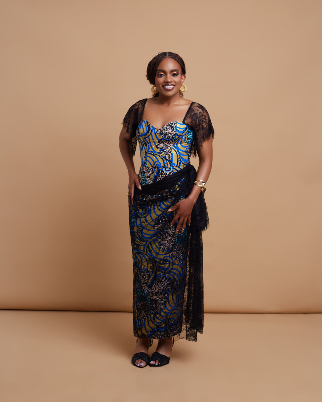 Mmesoma Ankara dress hand-set with Swarovski crystals — ÉLEVÉ Collection