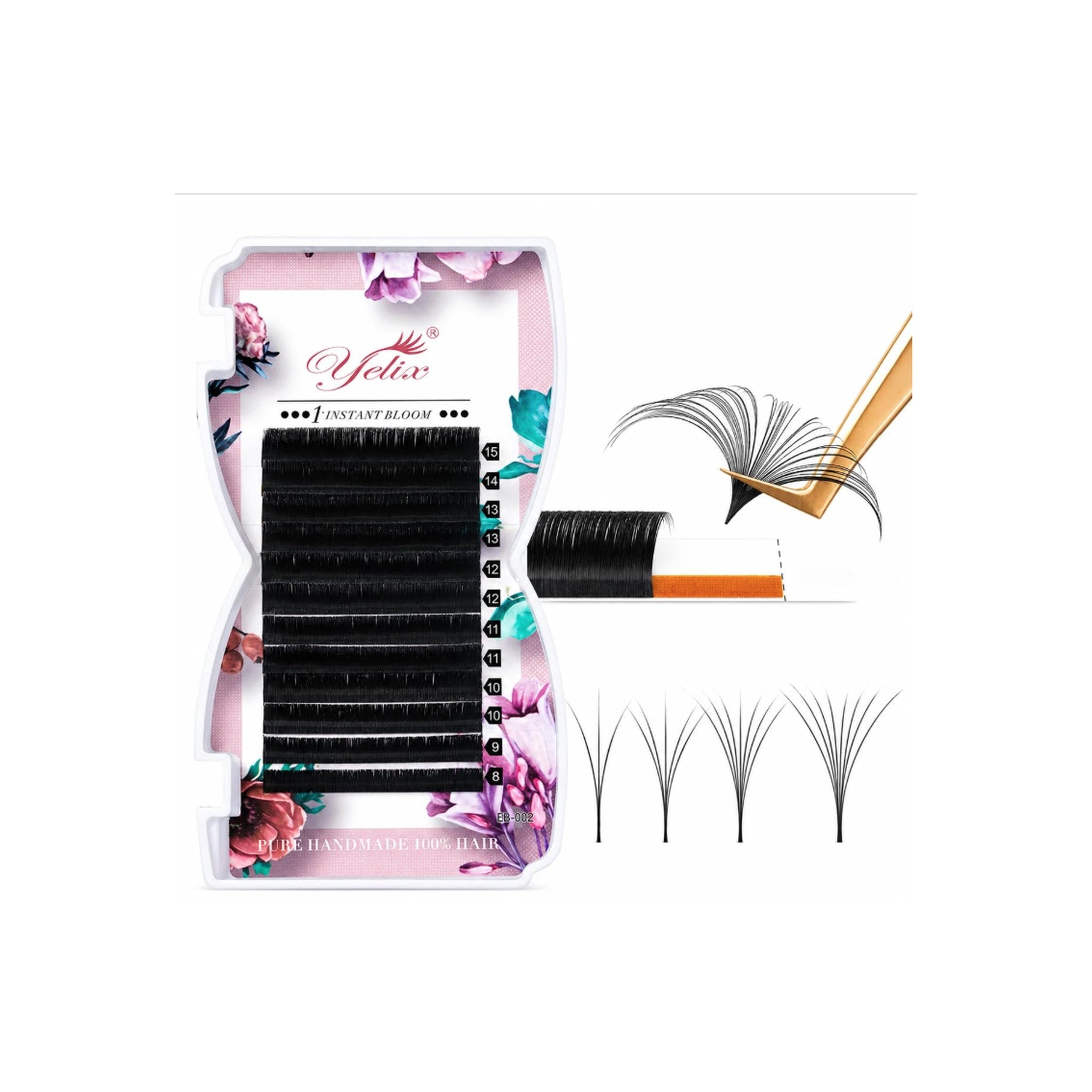 Yelix Easy Fan Lash Extensions — CC-Mix 8-15mm, 0.07